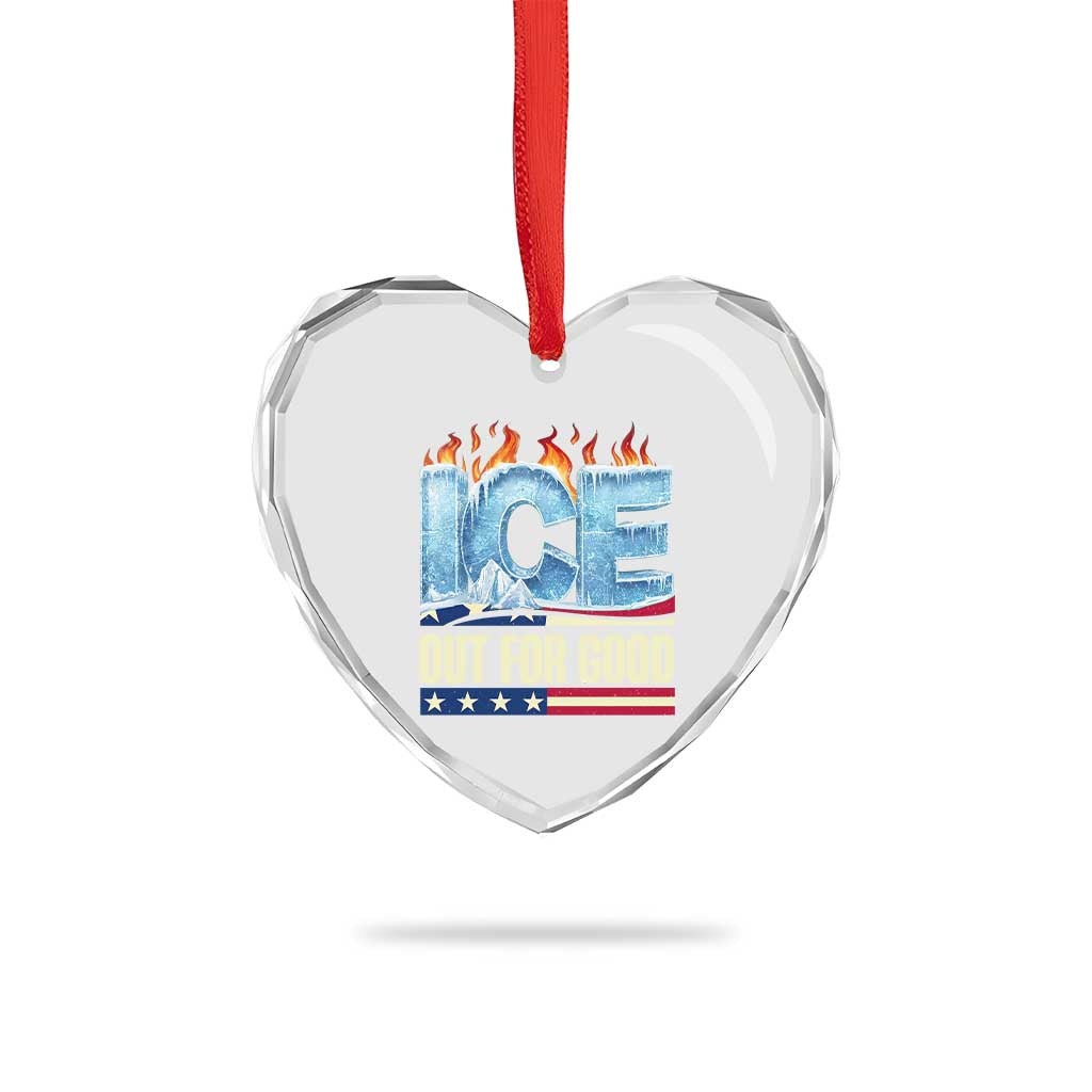 Ice Out For Good Patriotic Protest Heart Crystal Glass Ornament Patriotic Burn Ice Justice Political Resistance TS02 Print Your Wear