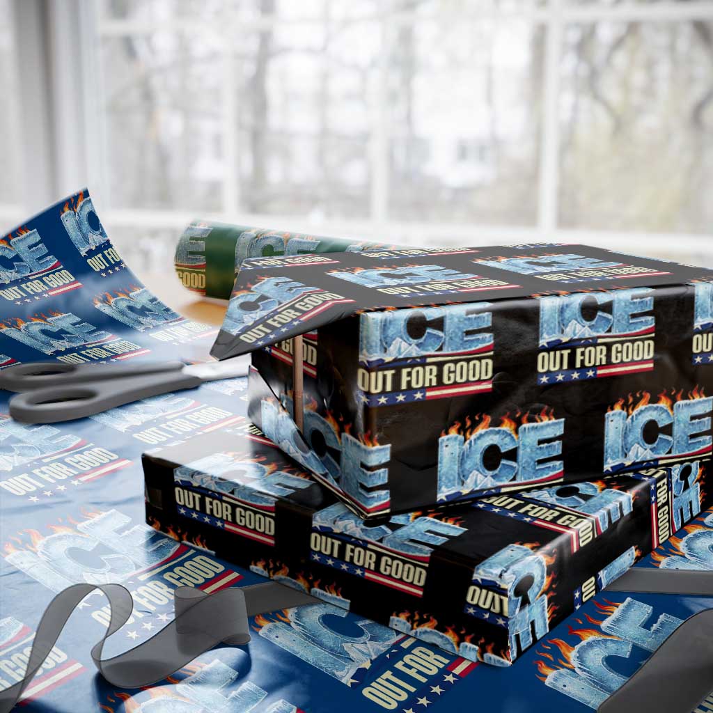 Ice Out For Good Patriotic Protest Wrapping Paper Roll Patriotic Burn Ice Justice Political Resistance TS02 Black Print Your Wear