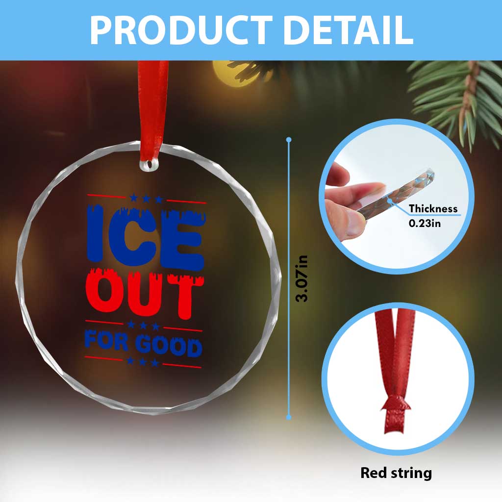 Ice Out For Good Protest Crystal Glass Ornament Justice Against Ice Political Resistance TS02 Print Your Wear