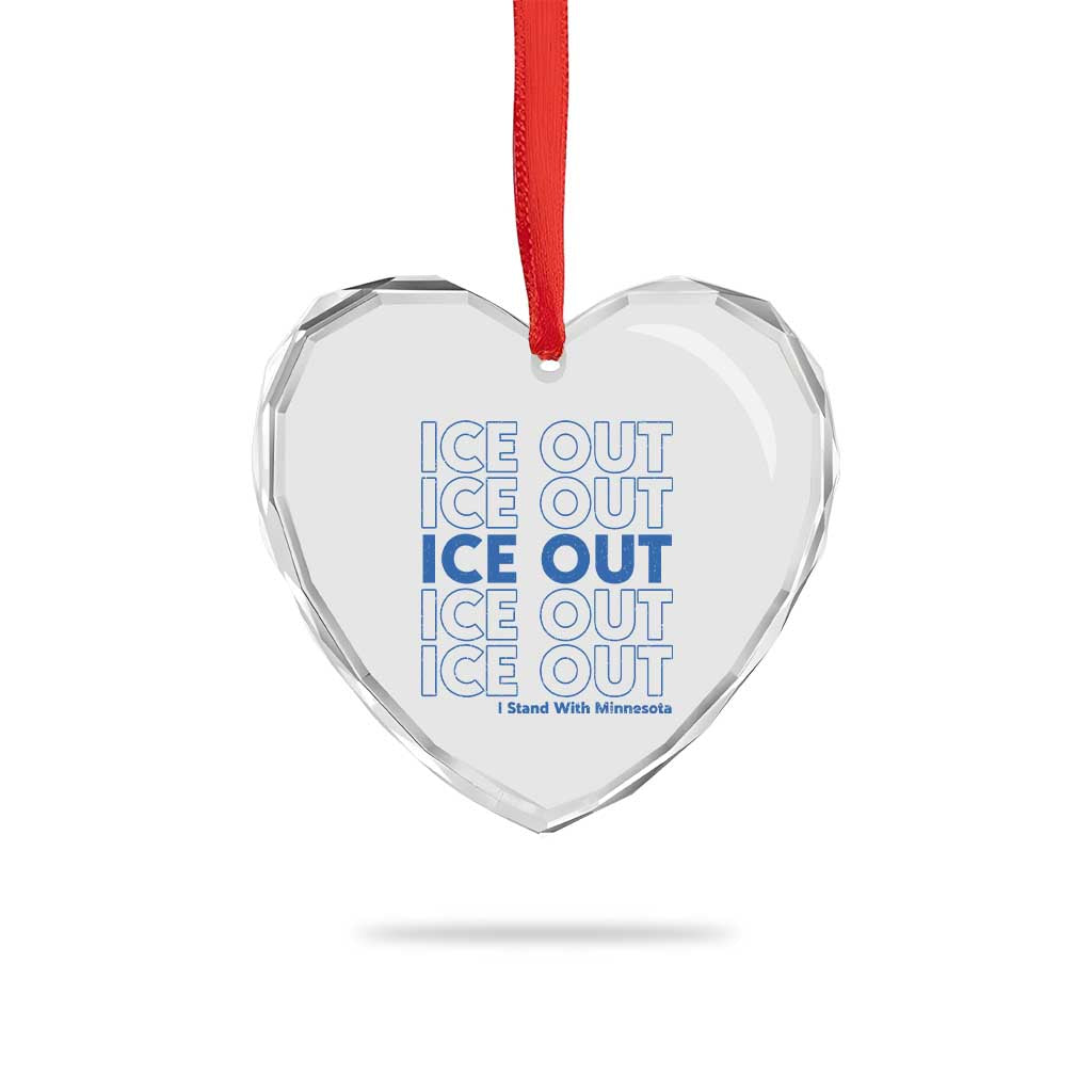 ICE Out Heart Crystal Glass Ornament I Stand With Minnesota Minneapolis Anti ICE TS14 Print Your Wear