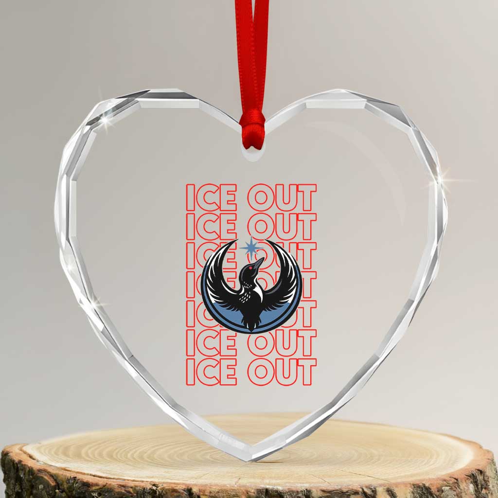 ICE Out Heart Crystal Glass Ornament Minneapolis Resist Anti ICE Immigration Protest TS14 Transparent Glass 3'' Heart Print Your Wear