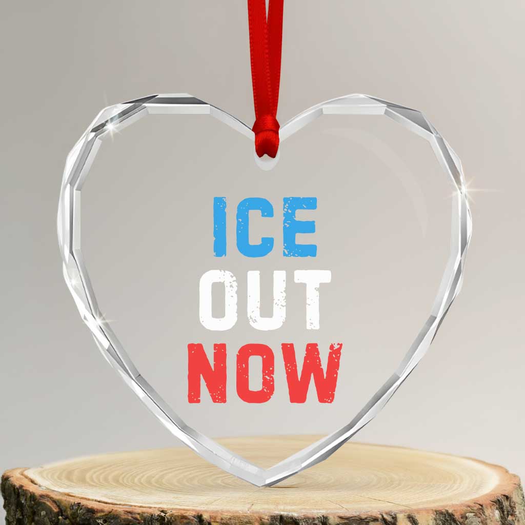 Ice Out Heart Crystal Glass Ornament Minneapolis Resist ICE Immigration Rights Protest TS14 Transparent Glass 3'' Heart Print Your Wear