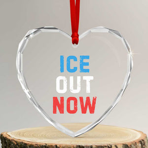 Ice Out Heart Crystal Glass Ornament Minneapolis Resist ICE Immigration Rights Protest TS14 Transparent Glass 3'' Heart Print Your Wear