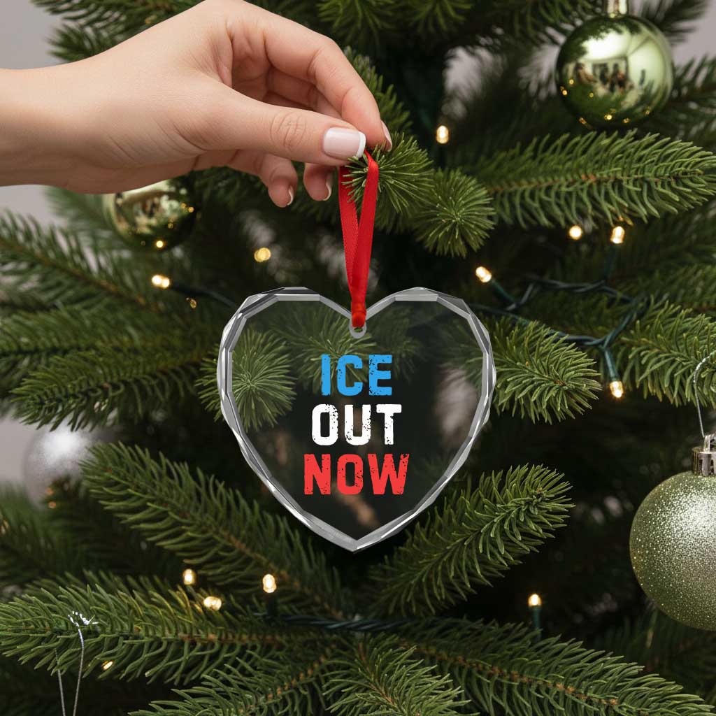 Ice Out Heart Crystal Glass Ornament Minneapolis Resist ICE Immigration Rights Protest TS14 Print Your Wear