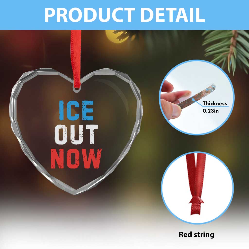 Ice Out Heart Crystal Glass Ornament Minneapolis Resist ICE Immigration Rights Protest TS14 Print Your Wear