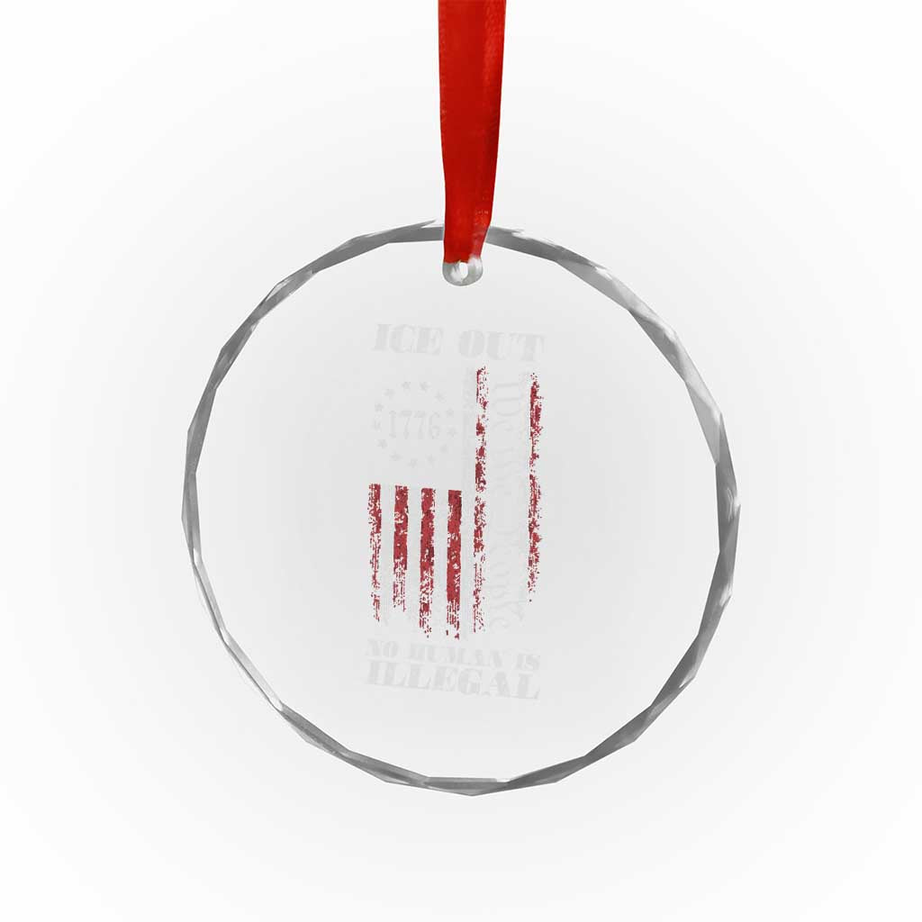 Ice Out No Human Is Illegal Crystal Glass Ornament Vintage Old 1776 US Flag TS10 Print Your Wear