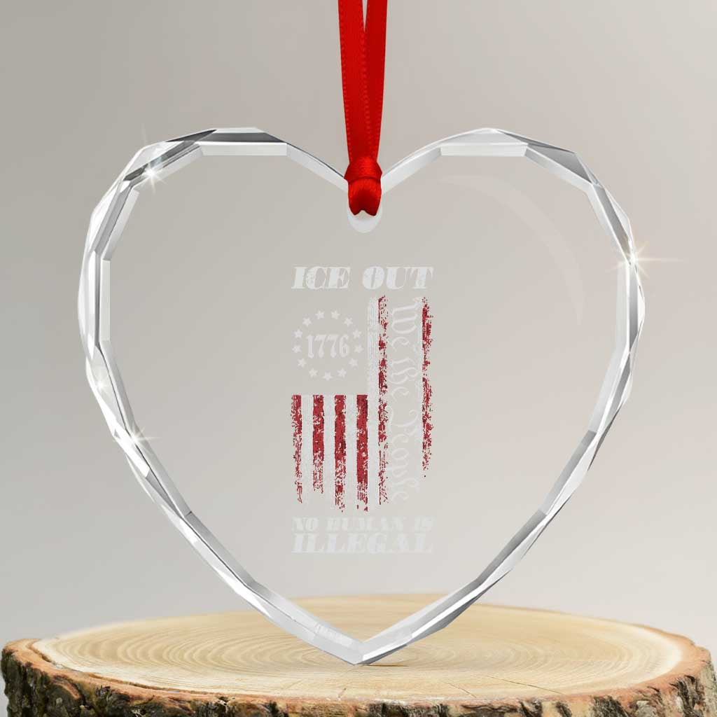 Ice Out No Human Is Illegal Heart Crystal Glass Ornament Vintage Old 1776 US Flag TS10 Transparent Glass 3'' Heart Print Your Wear