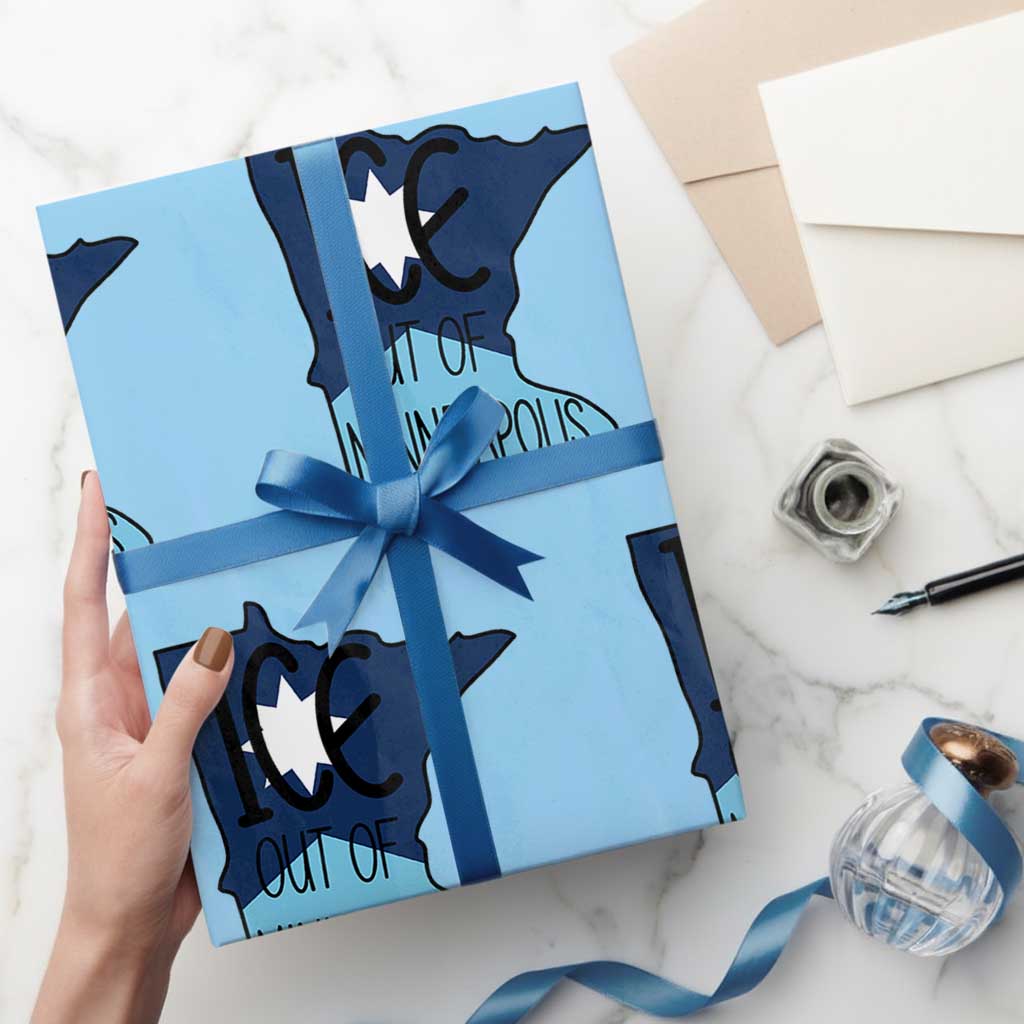 Ice Out Of Minneapolis Wrapping Paper Roll Minnesota Community Support Gift TS12 Light Blue Print Your Wear