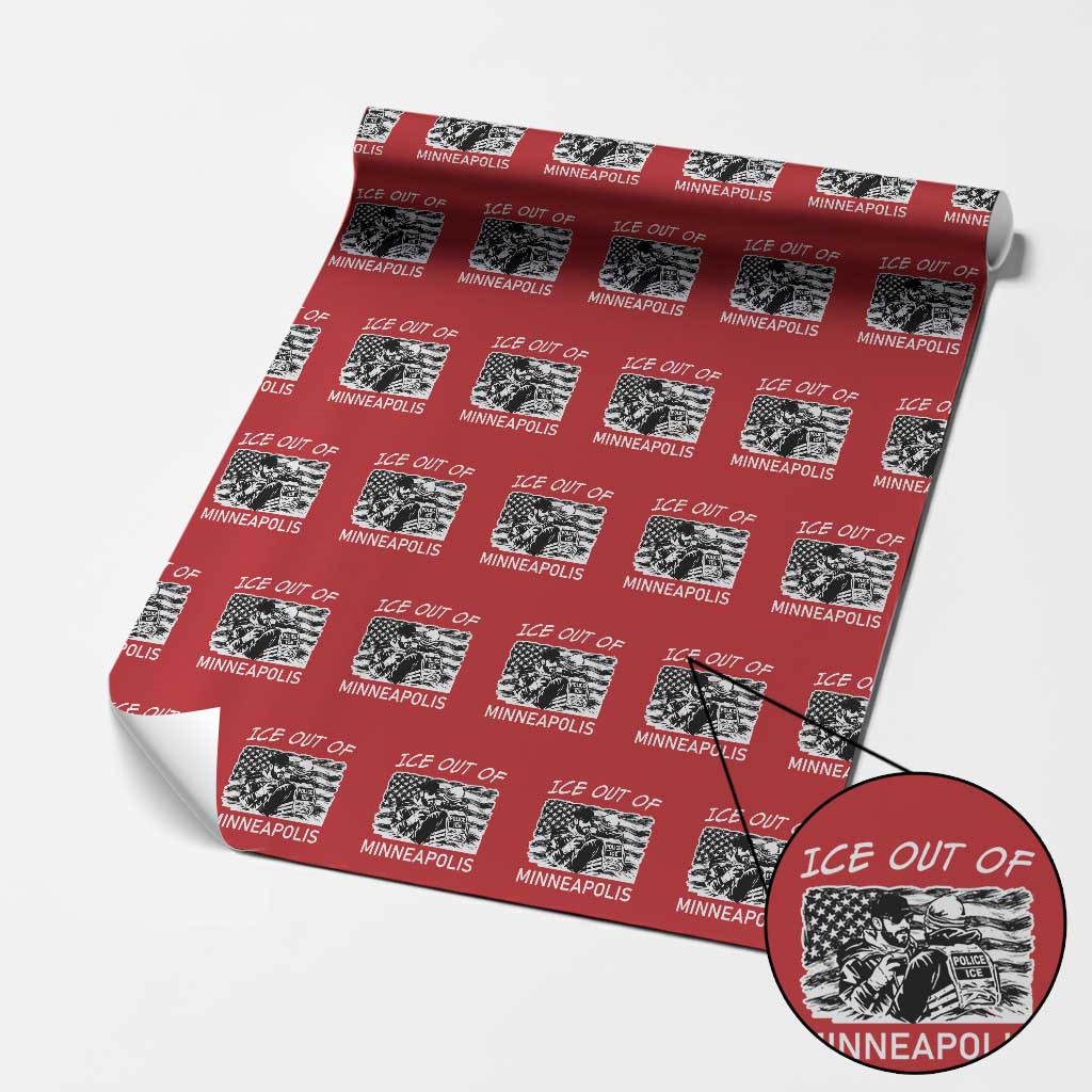 Ice Out Of Minneapolis Wrapping Paper Roll Minnesota Protest Support Gift TS12 Red Print Your Wear