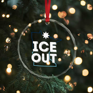Ice Out Of Minnesota Crystal Glass Ornament MN Map Immigration Protest Community Resistance TS11 Print Your Wear