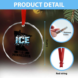 Ice Out of Minnesota Crystal Glass Ornament MN State Map Abolish Ice Protest TS02 Print Your Wear