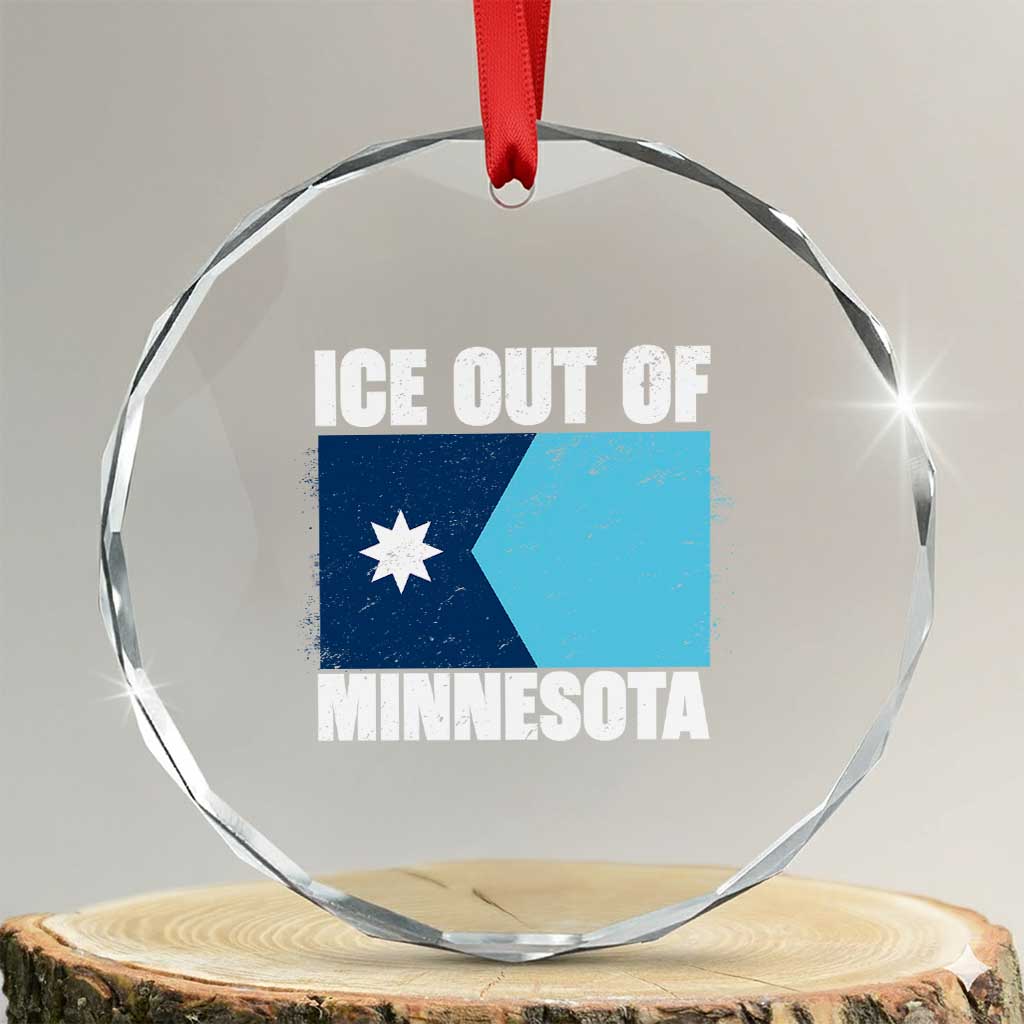 Ice Out Of Minnesota Crystal Glass Ornament State Flag Minneapolis Justice and Resistance TS02 Transparent Glass 3'' Circle Print Your Wear