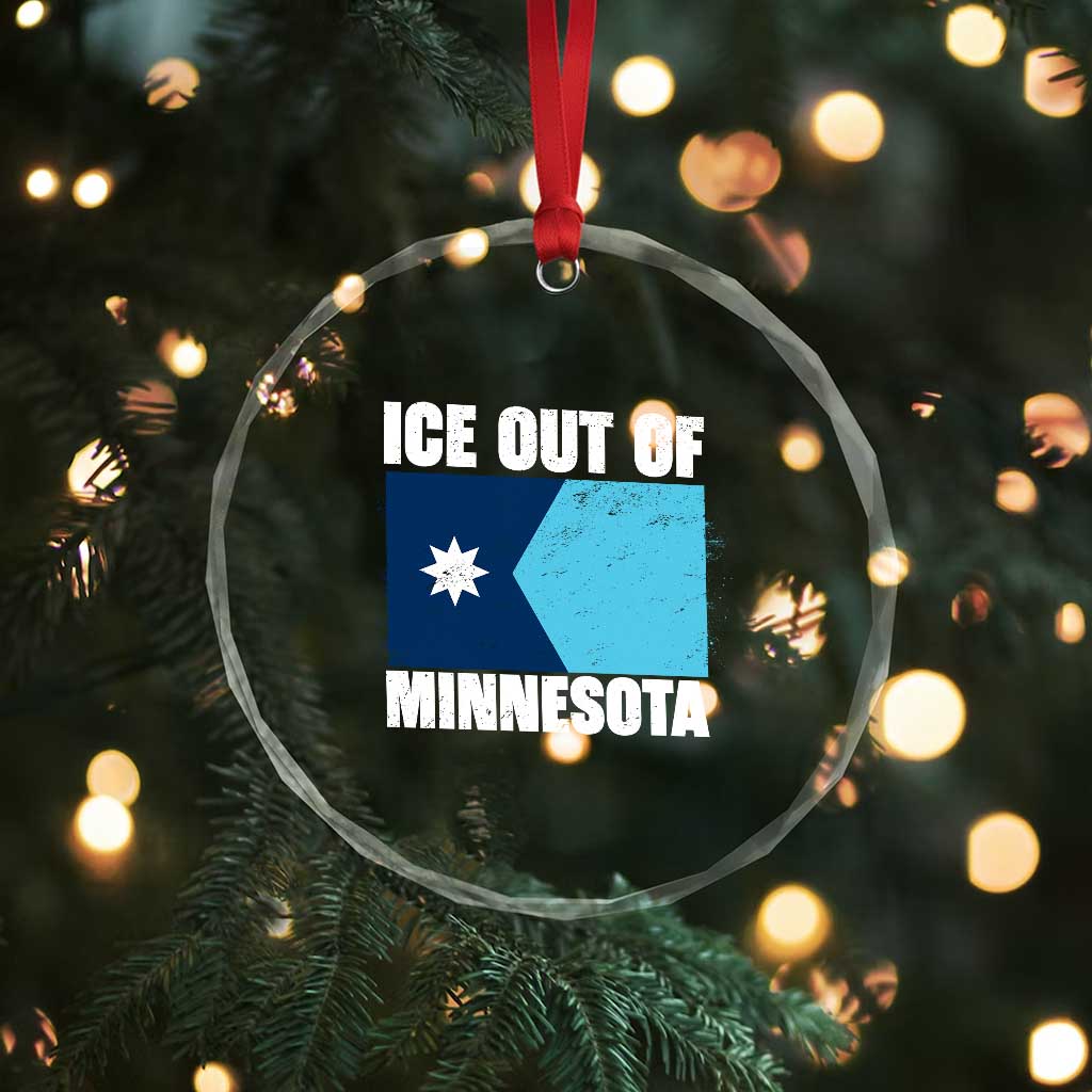 Ice Out Of Minnesota Crystal Glass Ornament State Flag Minneapolis Justice and Resistance TS02 Print Your Wear