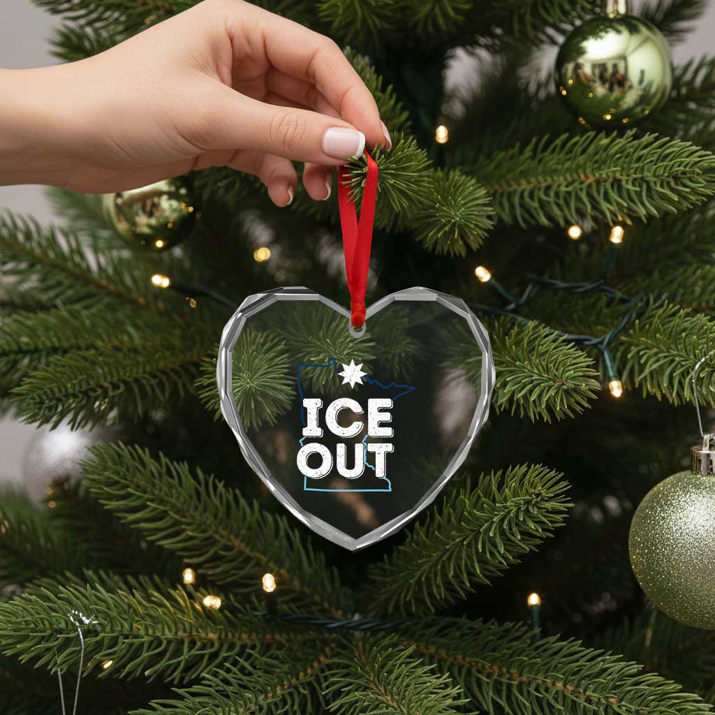 Ice Out Of Minnesota Heart Crystal Glass Ornament MN Map Immigration Protest Community Resistance TS11 Print Your Wear