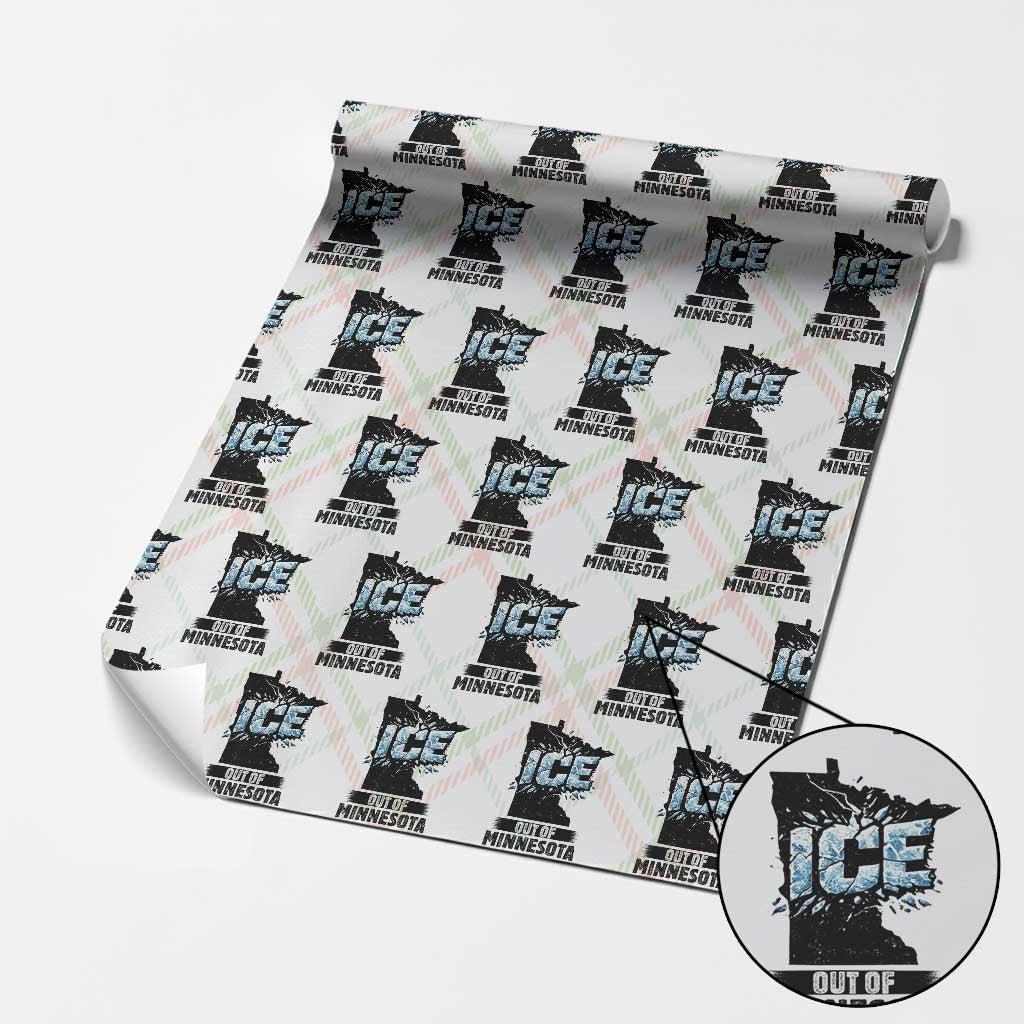 Ice Out of Minnesota Wrapping Paper Roll MN State Map Abolish Ice Protest TS02 Christmas Plaid Print Your Wear