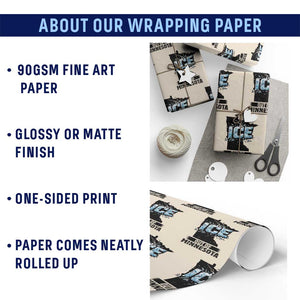 Ice Out of Minnesota Wrapping Paper Roll MN State Map Abolish Ice Protest TS02 Print Your Wear