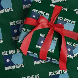 Ice Out Of Minnesota Wrapping Paper Roll State Flag Minneapolis Justice and Resistance TS02 Green Print Your Wear