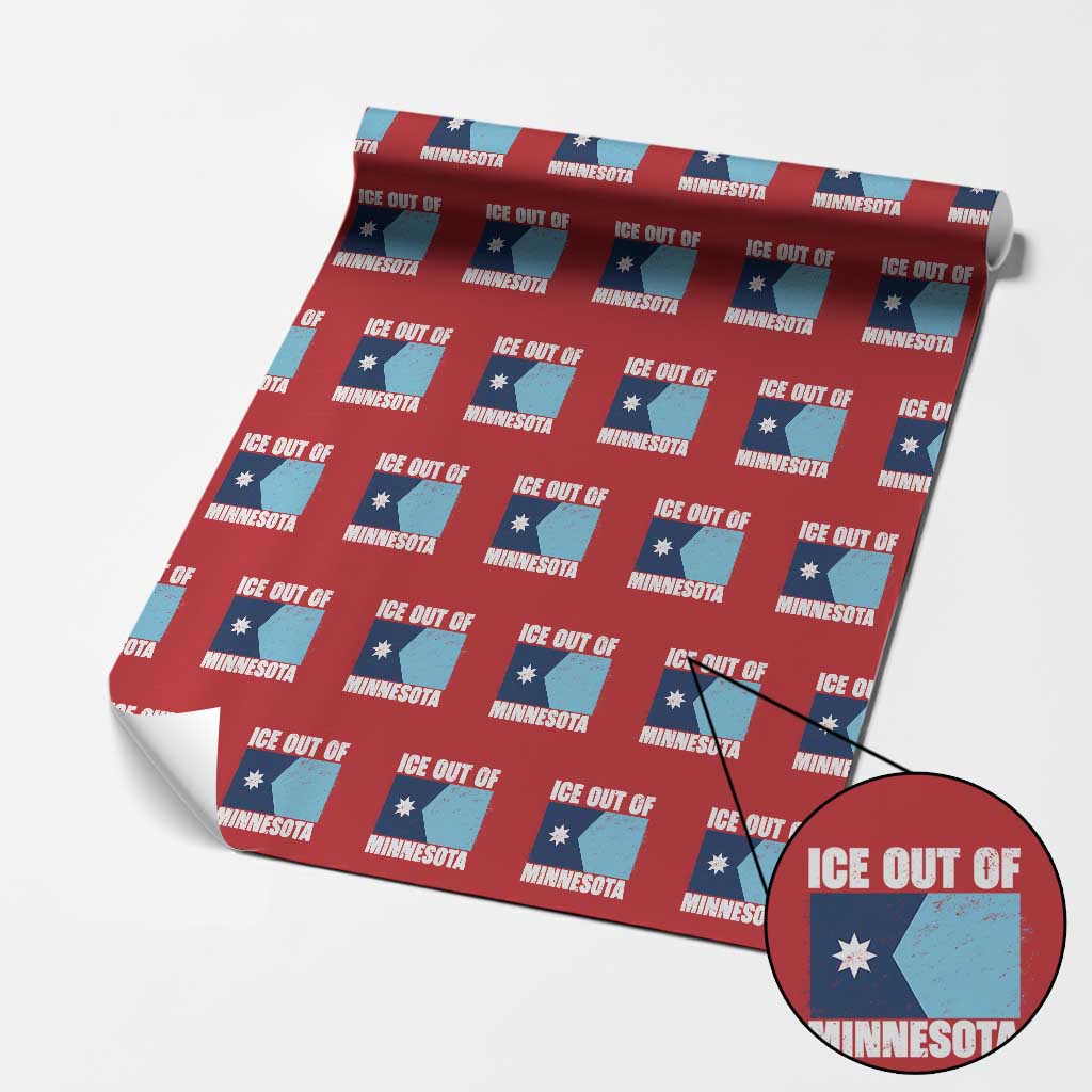 Ice Out Of Minnesota Wrapping Paper Roll State Flag Minneapolis Justice and Resistance TS02 Red Print Your Wear