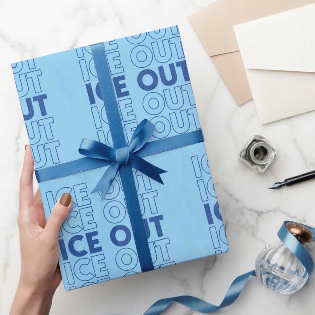 ICE Out Wrapping Paper Roll I Stand With Minnesota Minneapolis Anti ICE TS14 Light Blue Print Your Wear