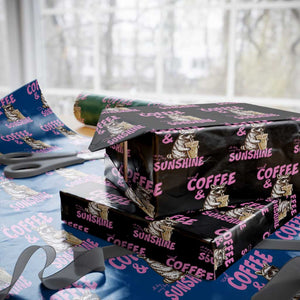 Iced Coffee and Sunshine Wrapping Paper Roll Funny Raccoon Summer Coffee Lover Gift TS14 Black Print Your Wear