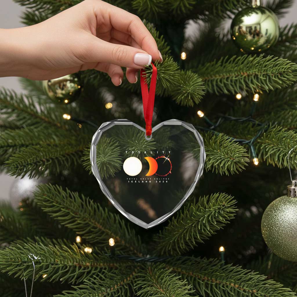Iceland Total Solar Eclipse 2026 Totality Heart Crystal Glass Ornament Travel Souvenir Astronomy Geek Gift TS02 Print Your Wear