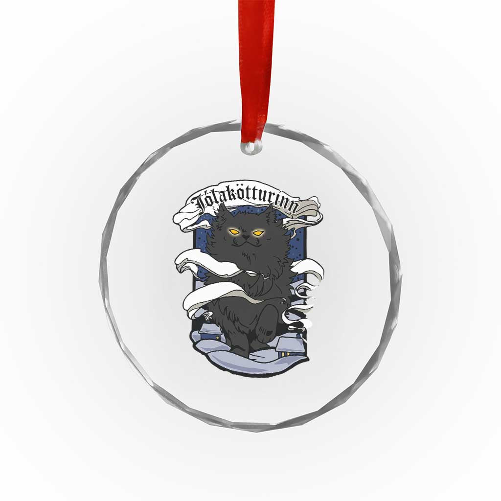 Icelandic Xmas Crystal Glass Ornament Yule Cat Jolakotturinn Xmas Eve TS09 Print Your Wear
