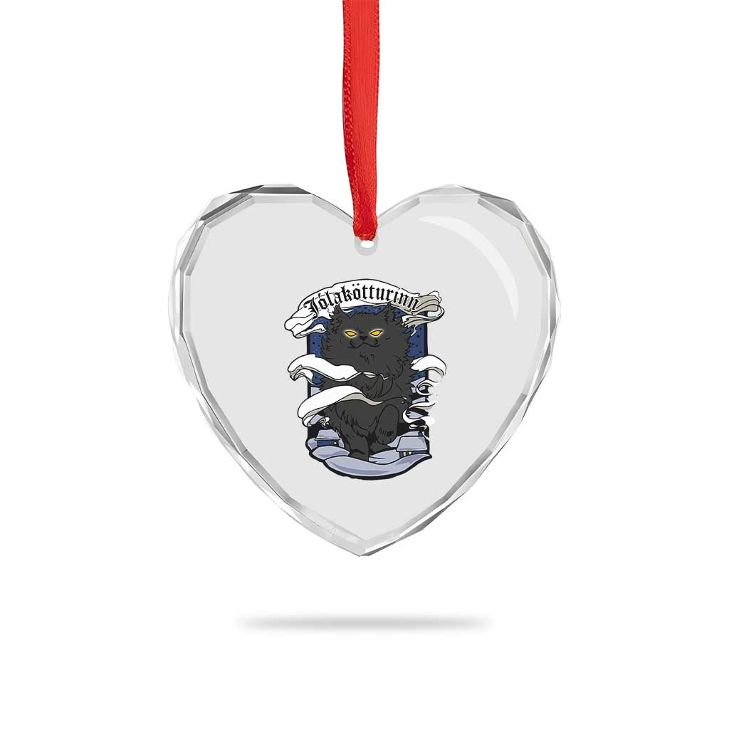 Icelandic Xmas Heart Crystal Glass Ornament Yule Cat Jolakotturinn Xmas Eve TS09 Print Your Wear