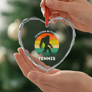 Id Rather Be Playing Tennis Heart Crystal Glass Ornament Vintage Retro Bigfoot Tennis Player Gift TS12 Print Your Wear