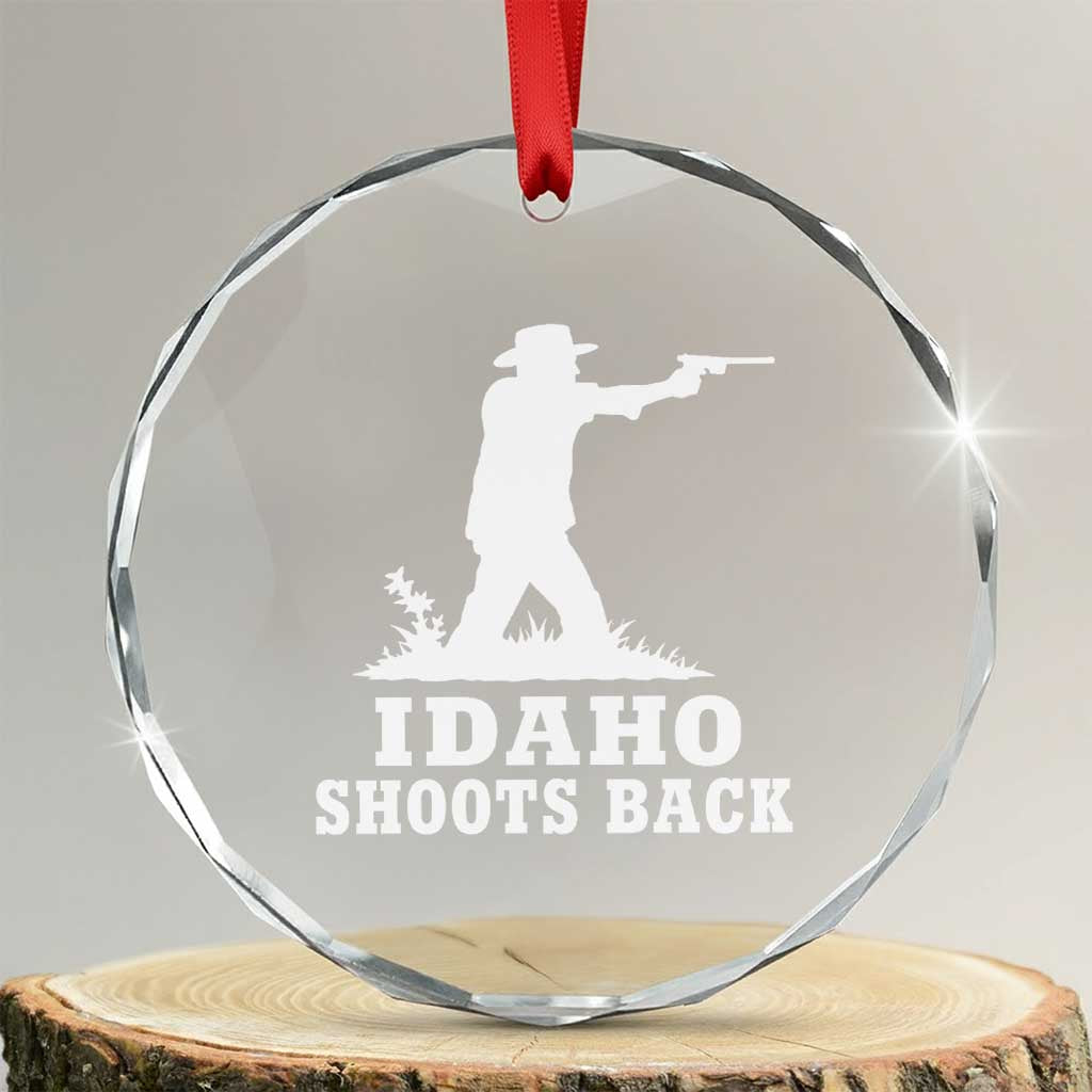 Idaho Shoots Back Cowboy Gunslinger Silhouette Patriotic Graphic Crystal Glass Ornament TS02 Transparent Glass 3'' Circle Print Your Wear