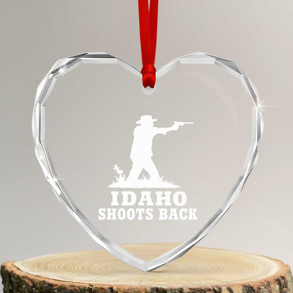 Idaho Shoots Back Cowboy Gunslinger Silhouette Patriotic Graphic Heart Crystal Glass Ornament TS02 Transparent Glass 3'' Heart Print Your Wear