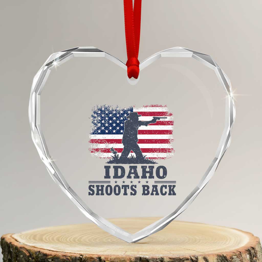 Idaho Shoots Back Distressed American Flag Heart Crystal Glass Ornament Cowboy Gunslinger Graphic TS02 Transparent Glass 3'' Heart Print Your Wear
