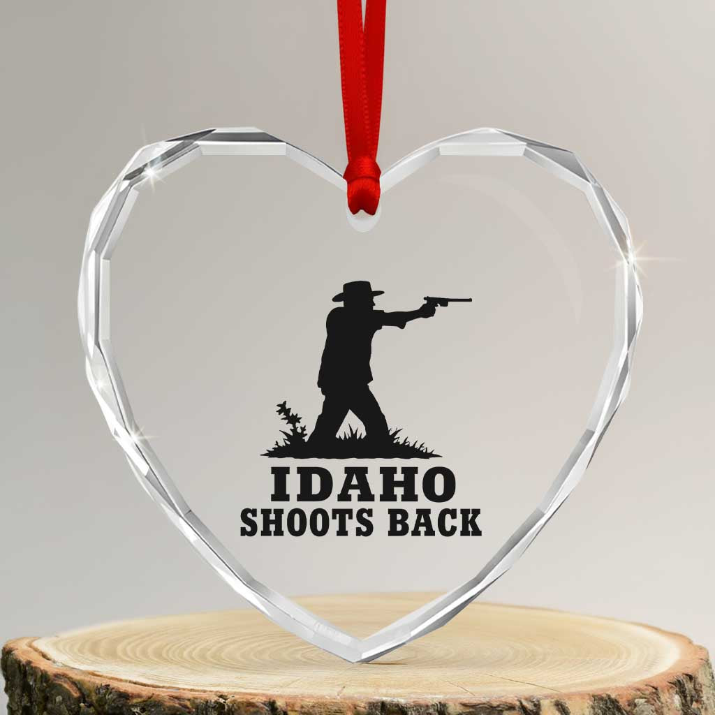 Idaho Shoots Back Minimalist Gunslinger Silhouette State Pride Graphic Heart Crystal Glass Ornament TS02 Transparent Glass 3'' Heart Print Your Wear