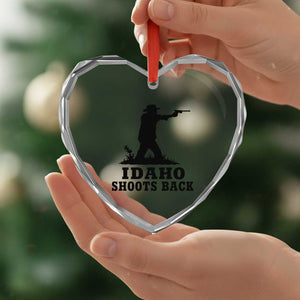 Idaho Shoots Back Minimalist Gunslinger Silhouette State Pride Graphic Heart Crystal Glass Ornament