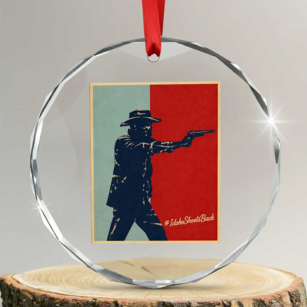 Idaho Shoots Back Vintage Pop Art Poster Style Graphic Crystal Glass Ornament TS02 Transparent Glass 3'' Circle Print Your Wear