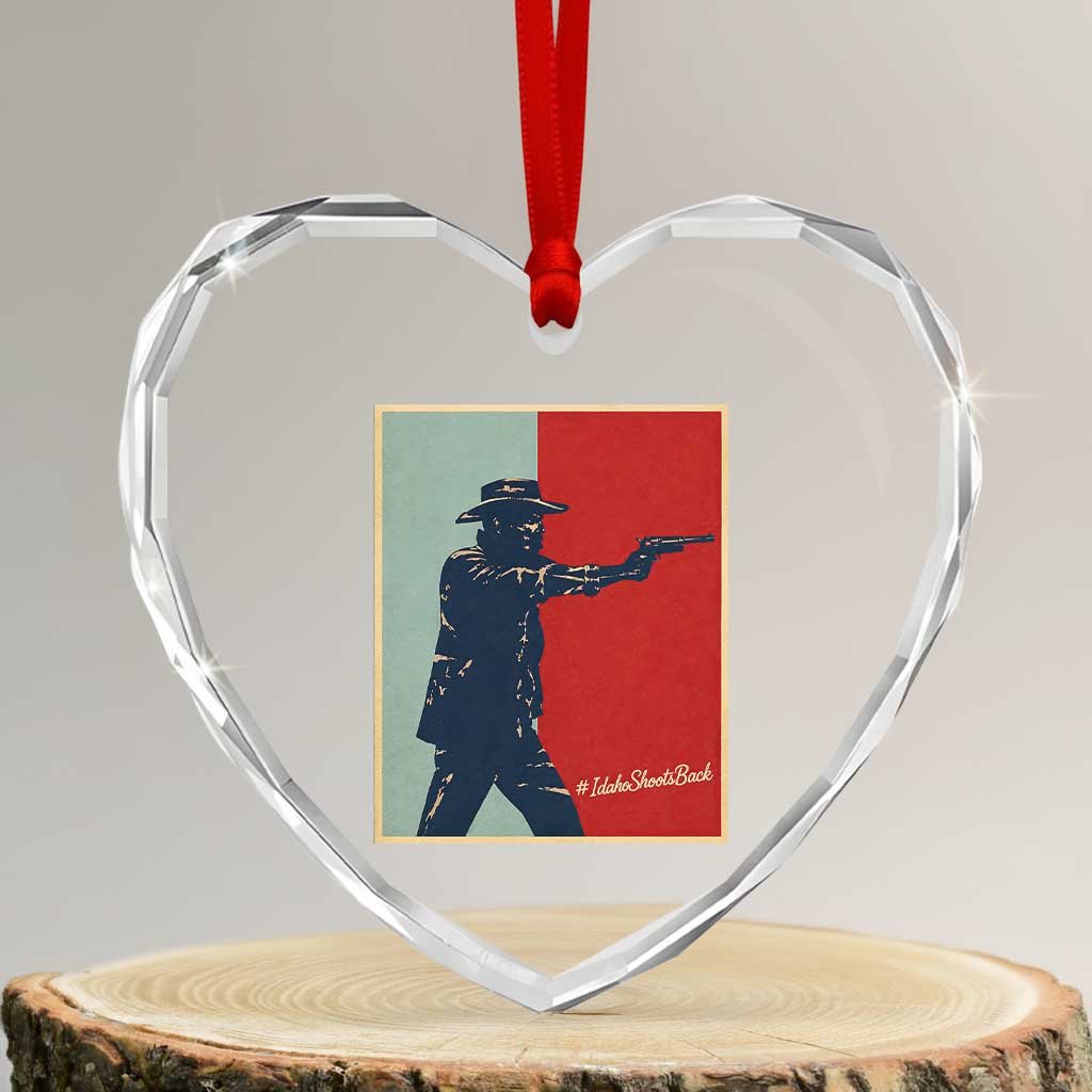 Idaho Shoots Back Vintage Pop Art Poster Style Graphic Heart Crystal Glass Ornament TS02 Transparent Glass 3'' Heart Print Your Wear