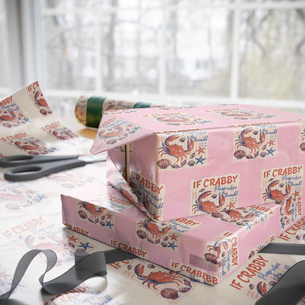 If Crabby Please Return To The Beach Wrapping Paper Roll Funny Crab Summer Vibes TS14 Light Pink Print Your Wear