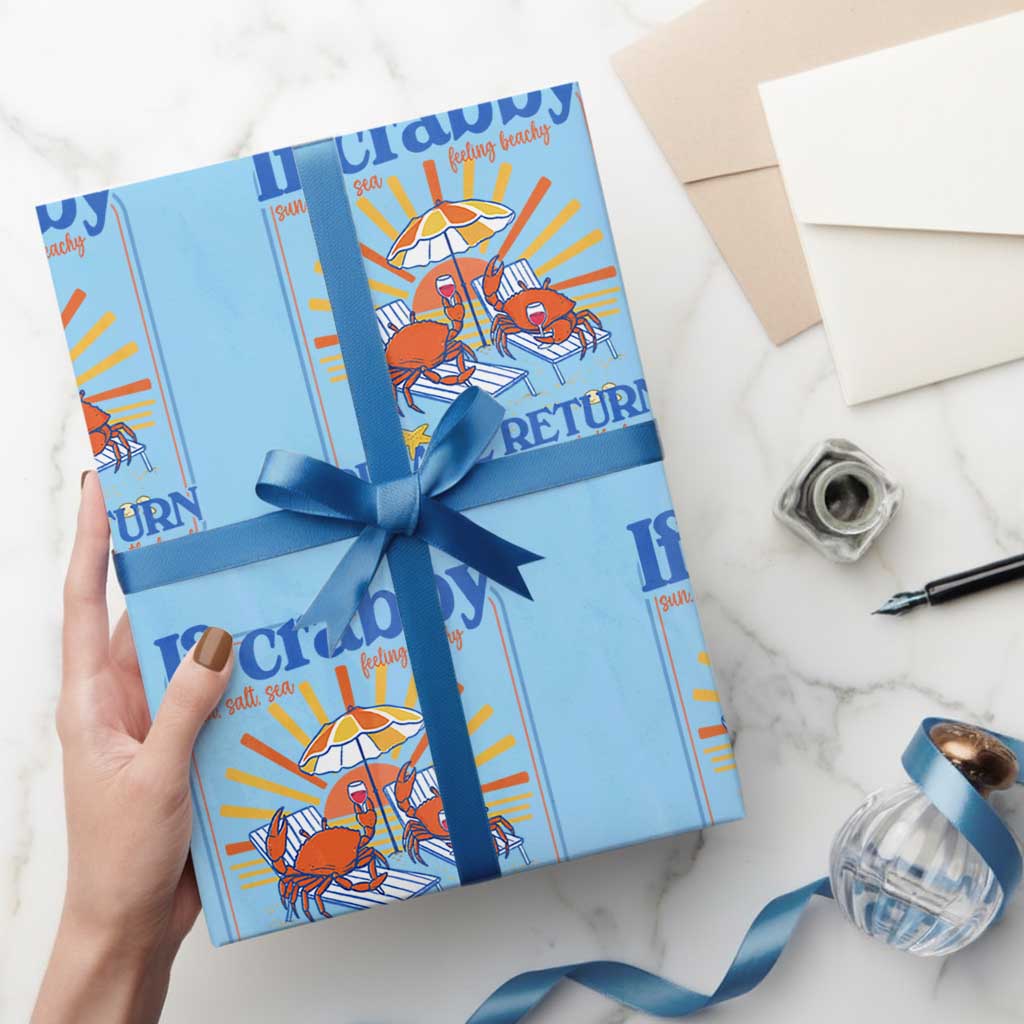 If Crabby Please Return To The Beach Wrapping Paper Roll Funny Summer Crab TS14 Light Blue Print Your Wear