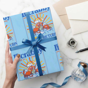 If Crabby Please Return To The Beach Wrapping Paper Roll Funny Summer Crab TS14 Light Blue Print Your Wear