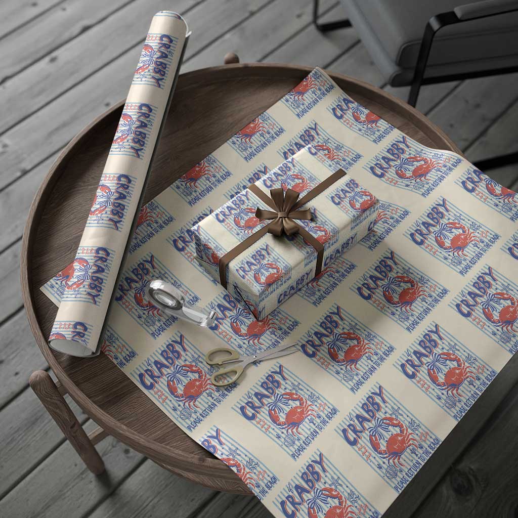 If Crabby Please Return To The Beach Wrapping Paper Roll Funny Summer Girl TS11 Beige Print Your Wear