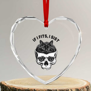 If I Fits I Sits Black Cat Skull Heart Crystal Glass Ornament Gothic Dark Humor Gift TS12 Transparent Glass 3'' Heart Print Your Wear