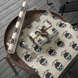 If I Fits I Sits Black Cat Skull Wrapping Paper Roll Gothic Dark Humor Gift TS12 Beige Print Your Wear
