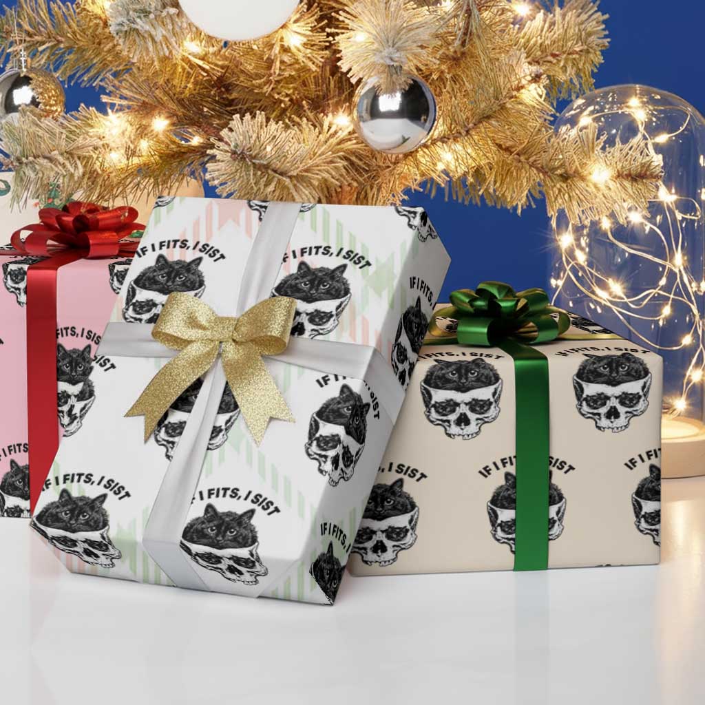 If I Fits I Sits Black Cat Skull Wrapping Paper Roll Gothic Dark Humor Gift TS12 Print Your Wear