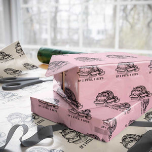 If I Fits I Sits Wrapping Paper Roll Chubby Kitty Funny Cat Lover Gift TS12 Light Pink Print Your Wear