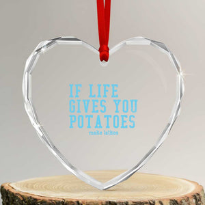 If Life Gives You Potatoes Make Latkes Heart Crystal Glass Ornament Funny Hanukkah Gift Jewish Holiday TS10 Transparent Glass 3'' Heart Print Your Wear