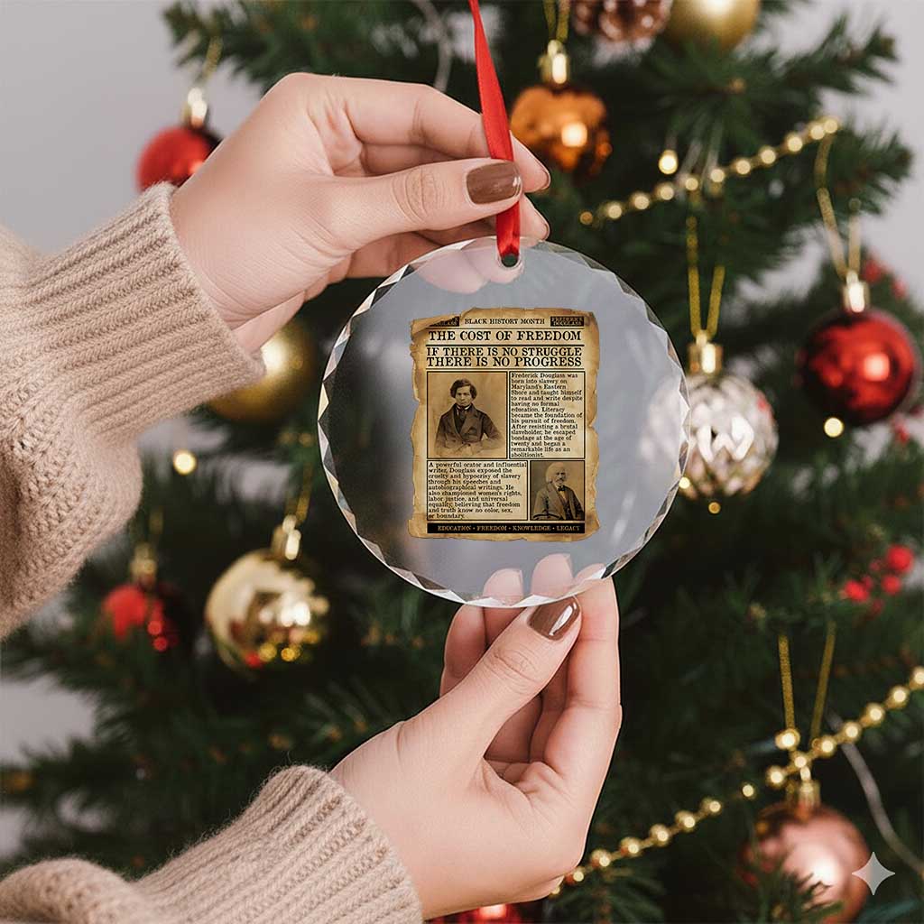 If There Is No Struggle No Progress Crystal Glass Ornament Frederick Douglass Newspaper TS12 Print Your Wear
