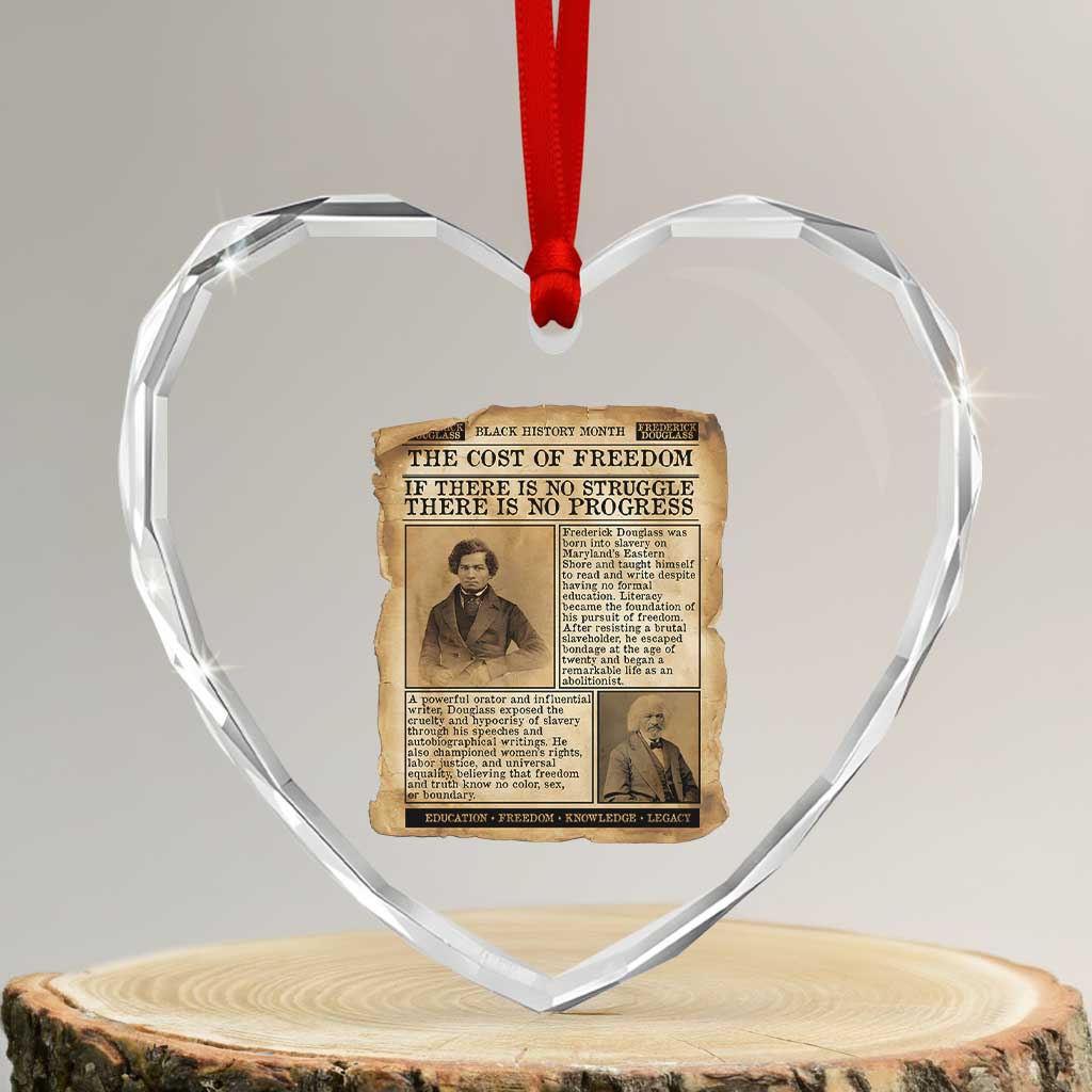 If There Is No Struggle No Progress Heart Crystal Glass Ornament Frederick Douglass Newspaper TS12 Transparent Glass 3'' Heart Print Your Wear