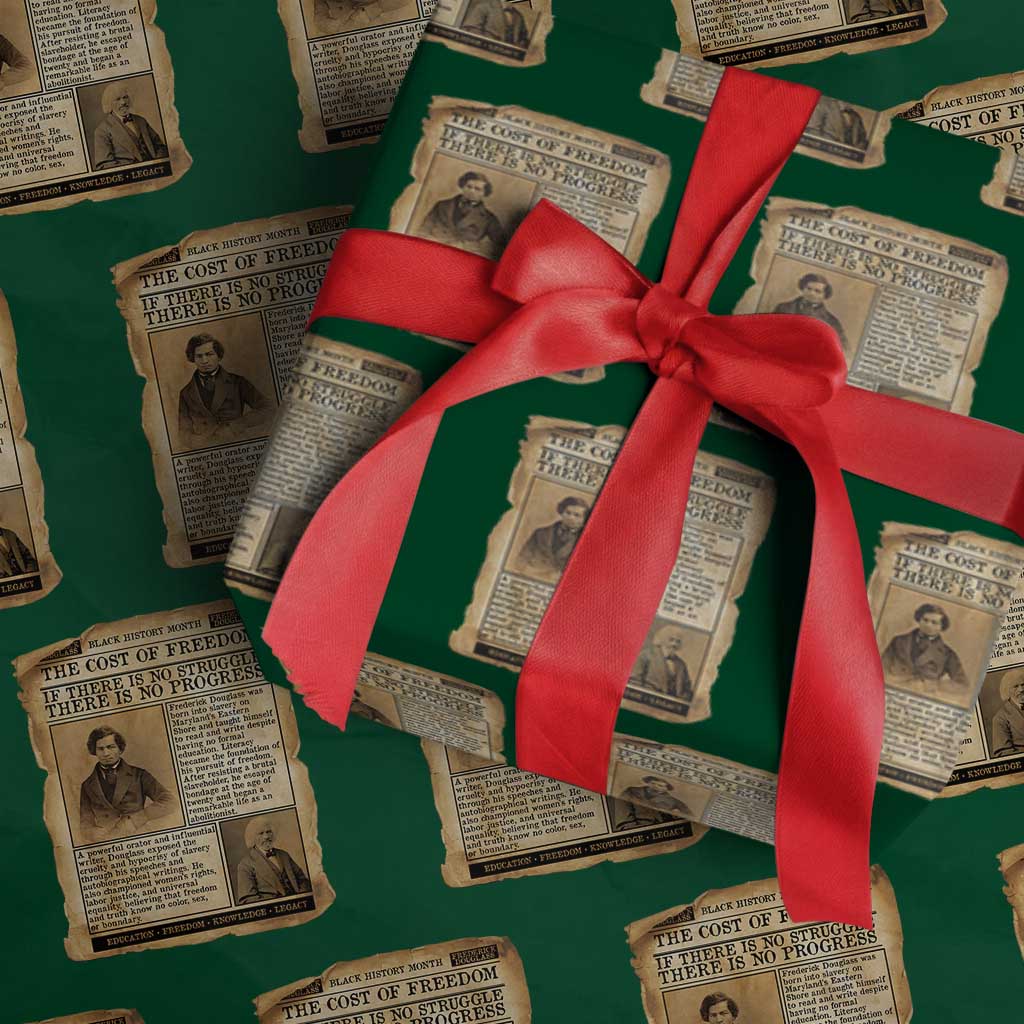 If There Is No Struggle No Progress Wrapping Paper Roll Frederick Douglass Newspaper TS12 Green Print Your Wear