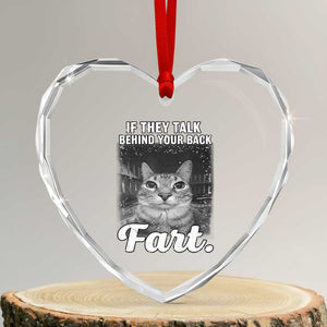 If They Talk Behind Your Back Fart Heart Crystal Glass Ornament Cat Meme Funny Oddly Specific TS10 Transparent Glass 3'' Heart Print Your Wear