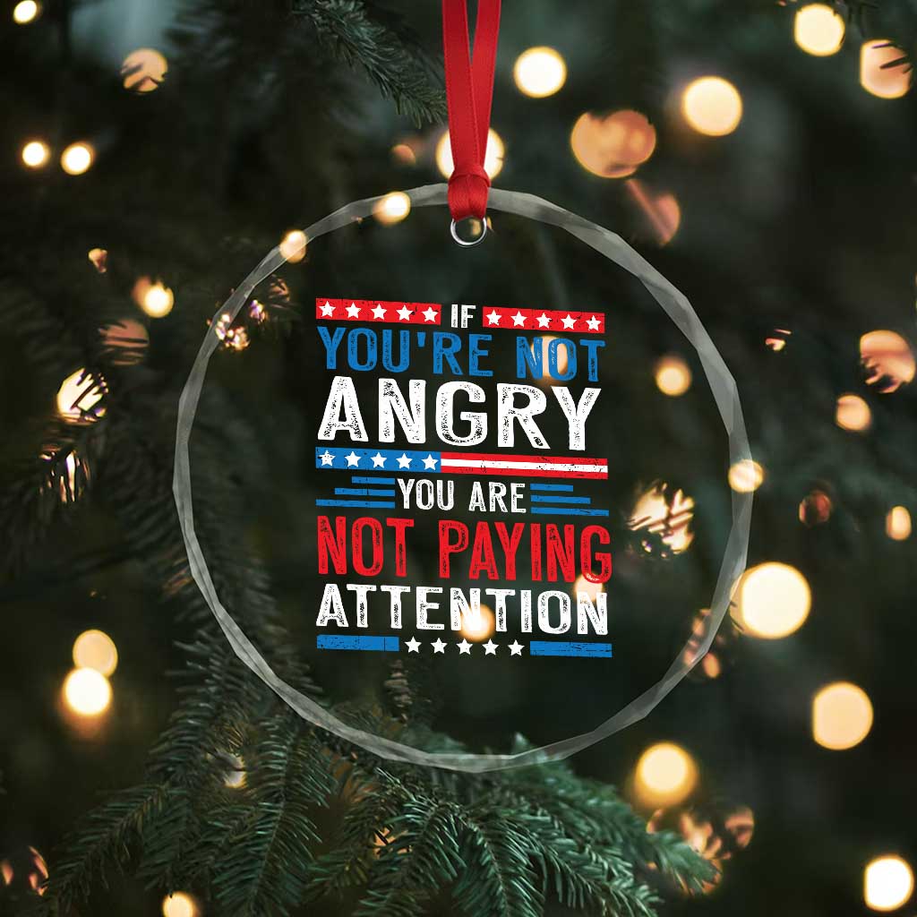 If You Are Not Angry You Are Not Paying Attention Crystal Glass Ornament Vintage Stars And Stripes - Print Your Wear