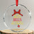 If You Jingle My Bells I'll Give You A White Xmas Crystal Glass Ornament Red Bow TS11 Transparent Glass 3'' Circle Print Your Wear
